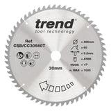 Trend 305mm x 30mm x 60T Wood Cordless ATBR Mitre Saw Blade