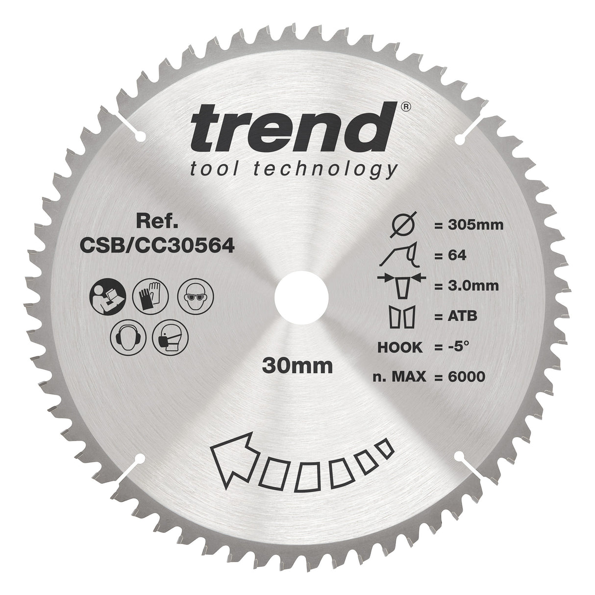 Trend 305mm x 30mm x 64T Wood Mitre Saw Blade