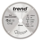 Trend 305mm x 30mm x 96T Wood Cordless ATBR Mitre Saw Blade