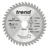 Trend 140mm x 20mm x 42T Laminate/HPL Circular Saw Blade