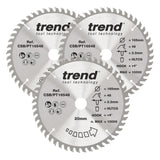 Trend 3-Piece 165mm x 20mm x 48T Laminate / HPL Circular Saw Blade Set