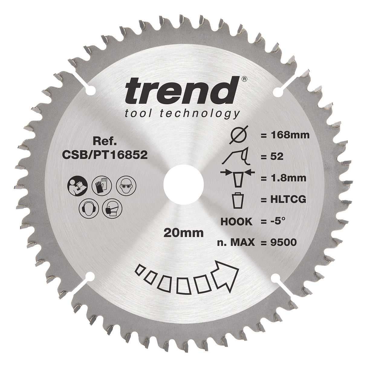 Trend 168mm x 20mm x 52T Laminate/HPL Circular Saw Blade