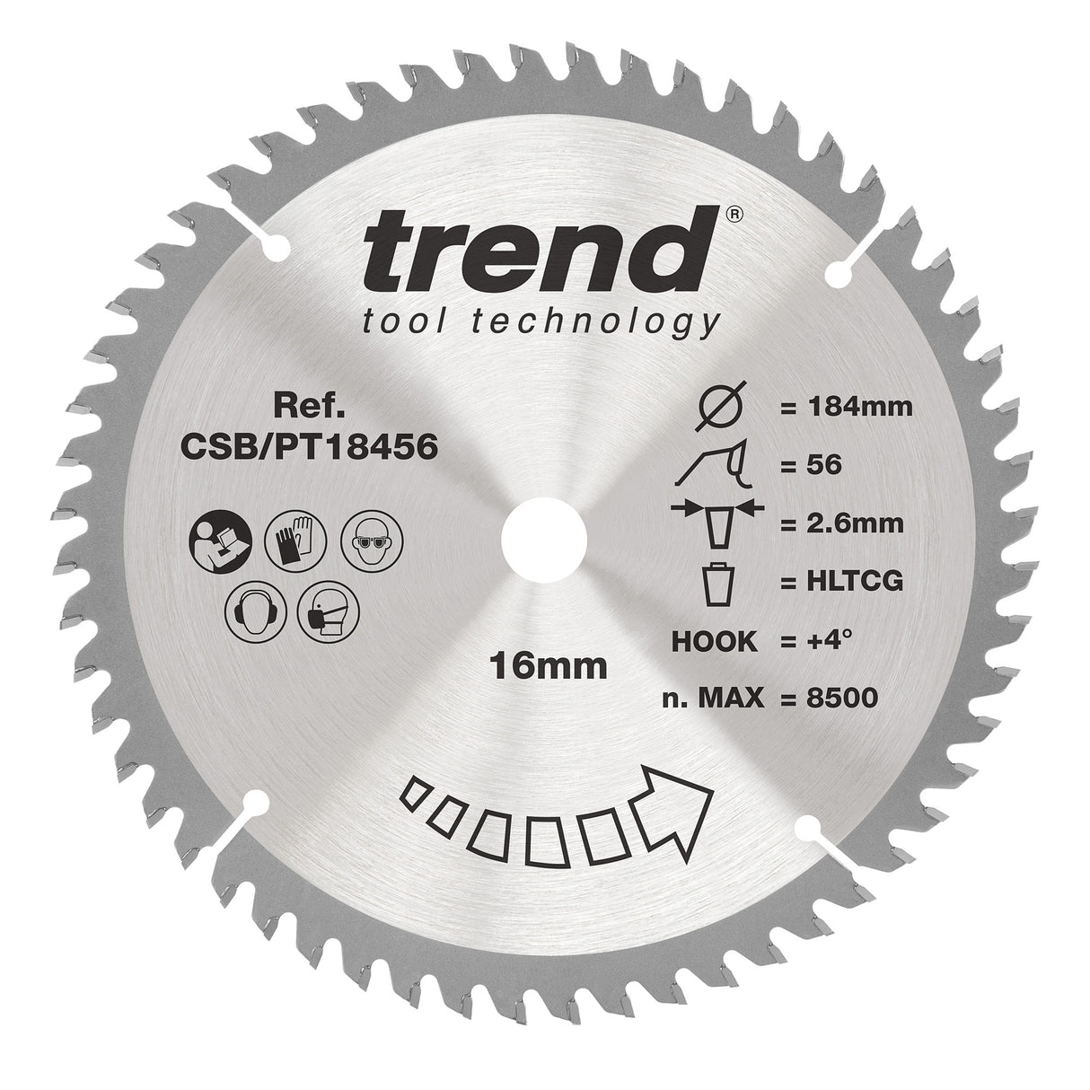 Trend 184mm x 16mm x 56T Laminate/HPL Circular Saw Blade