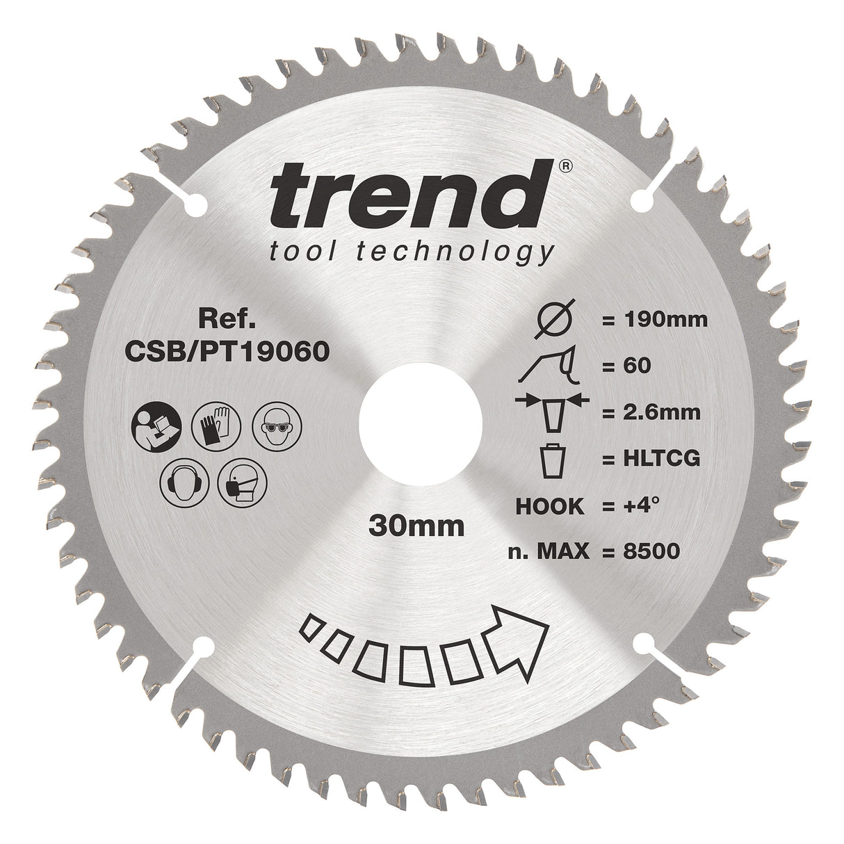 Trend 190mm x 30mm x 60T Laminate/HPL Circular Saw Blade