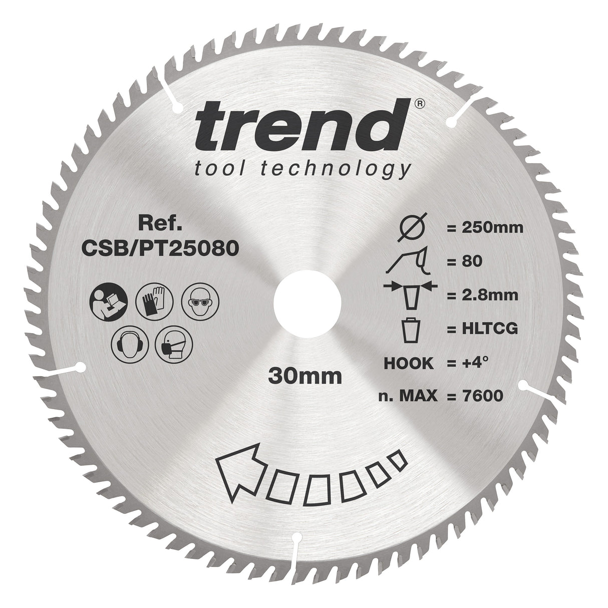 Trend 250mm x 30mm x 80T Laminate/HPL Circular Saw Blade