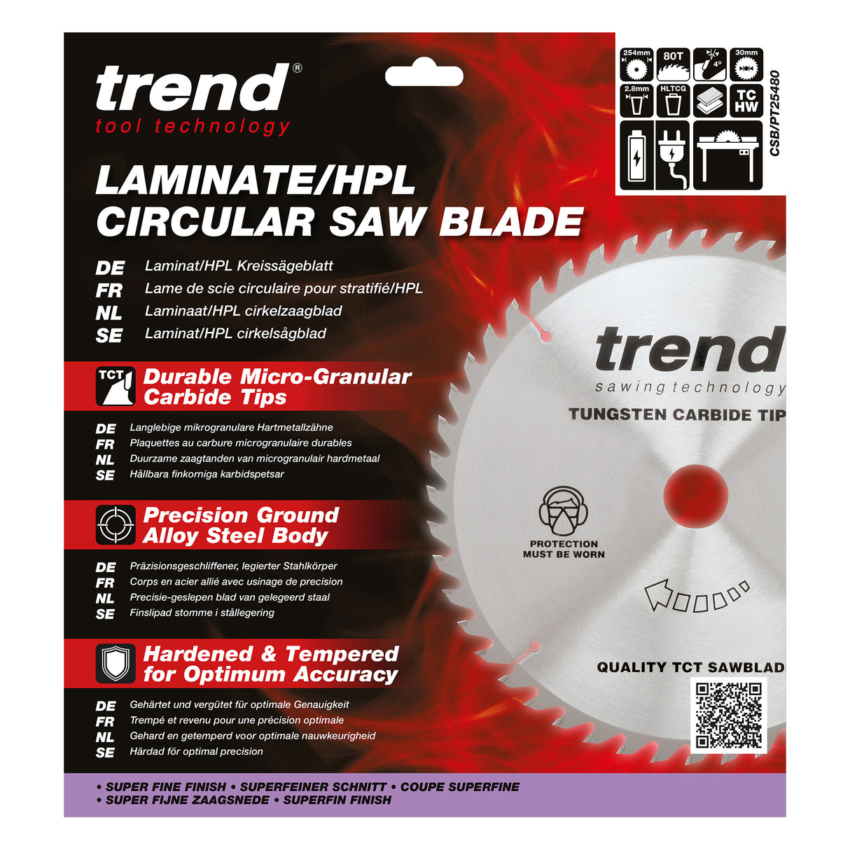 Trend 254mm x 30mm x 80T Laminate/HPL Circular Saw Blade