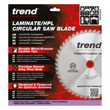 Trend 254mm x 30mm x 80T Laminate/HPL Circular Saw Blade