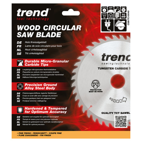Trend 190mm x 30mm x 40T General Purpose Circular Saw Blade with PTFE Coating