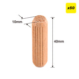 Trend 10 x 40mm Wooden Dowels