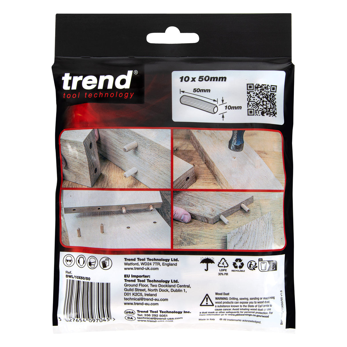 Trend 10 x 50mm Wooden Dowels