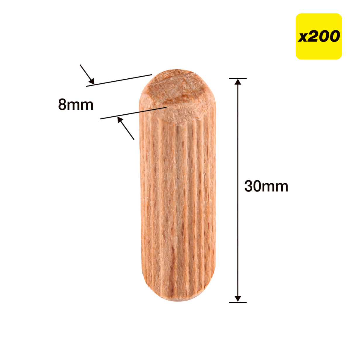 Trend 8 x 30mm Wooden Dowels Pack of 200