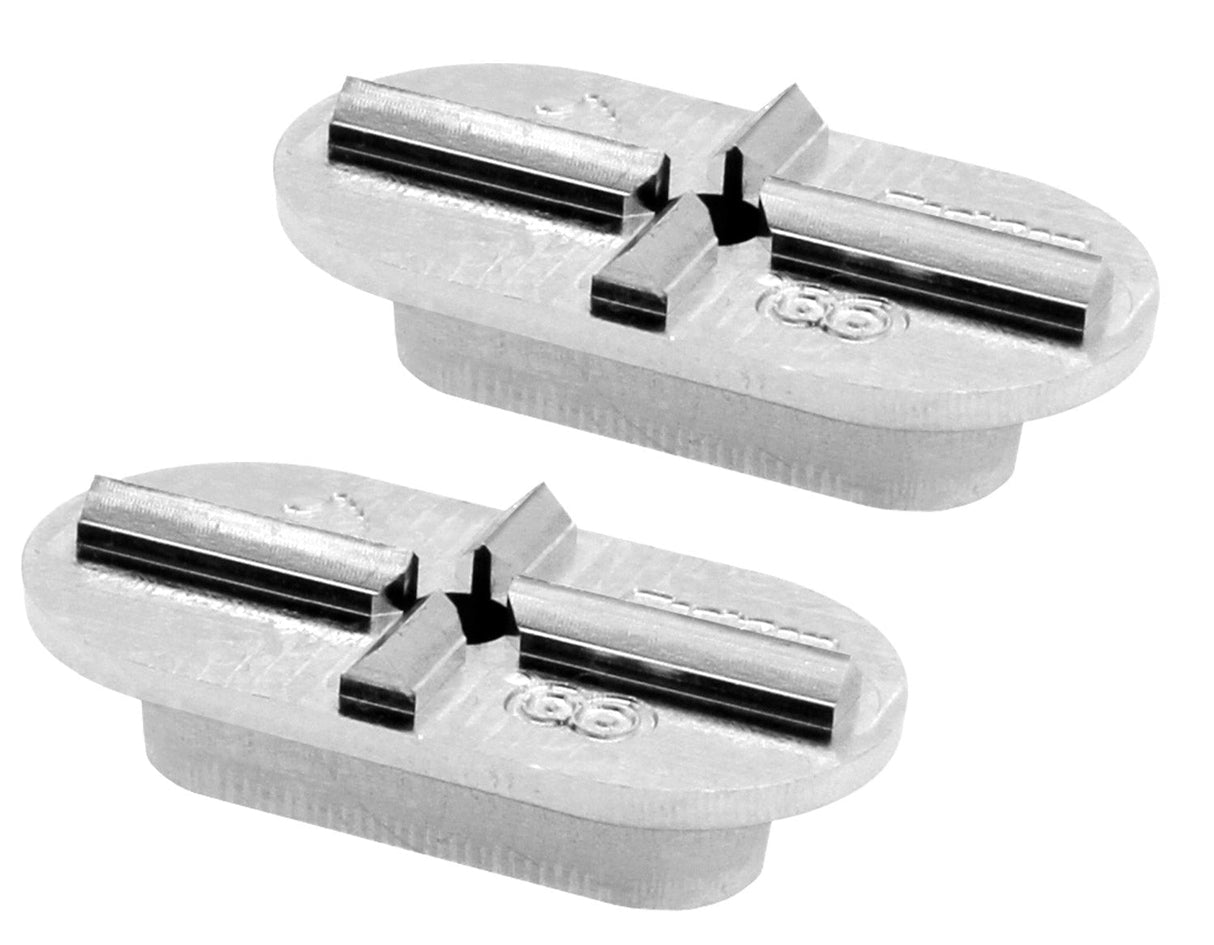 Two 8mm mortise markers on a white background