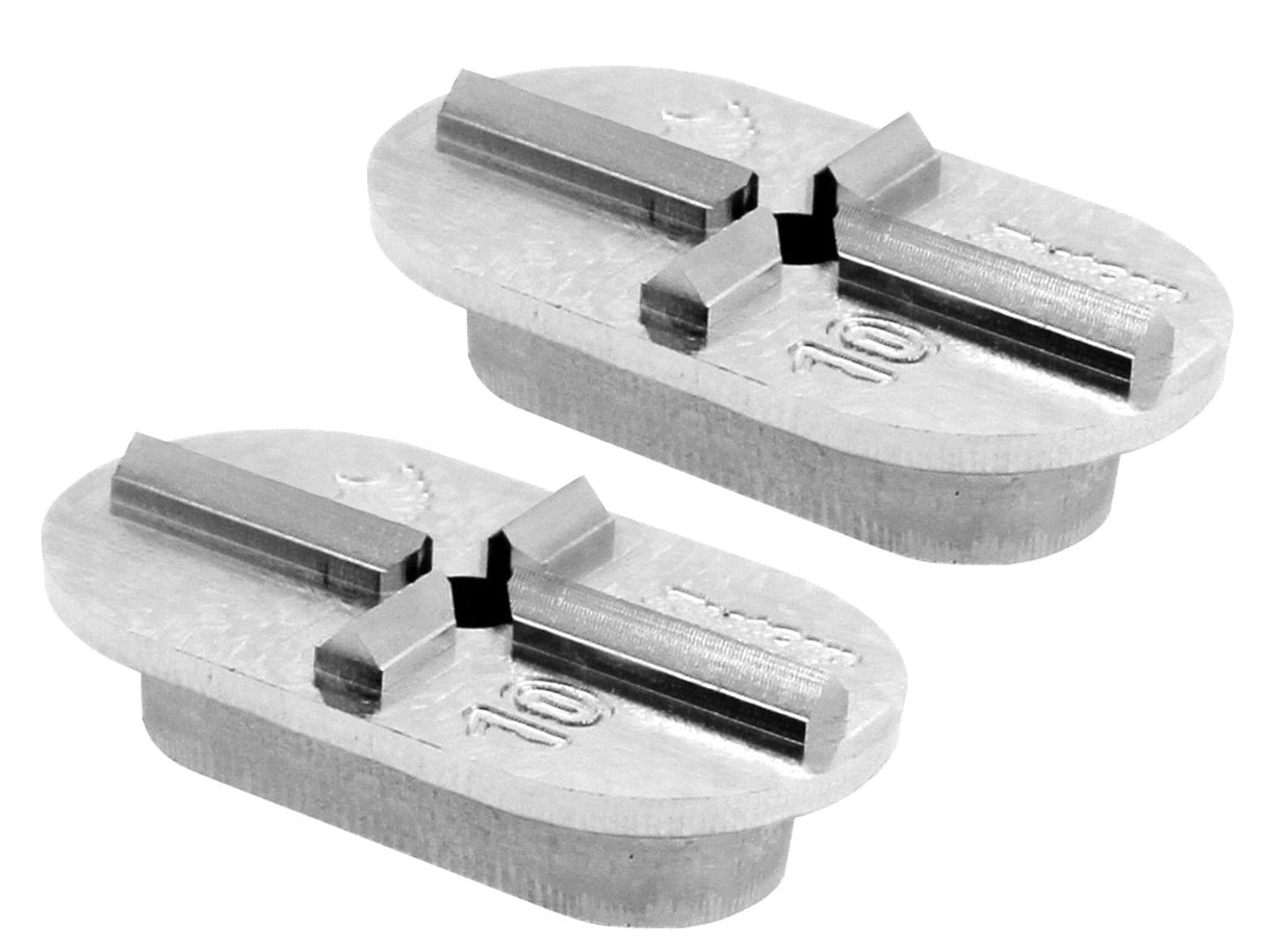 Two 10mm mortise markers on a white background