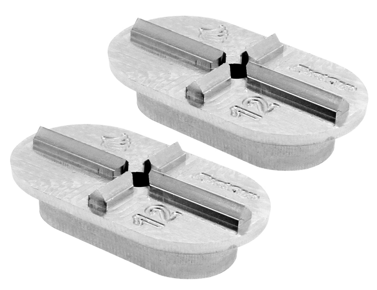 Two 12mm mortise markers on a white background