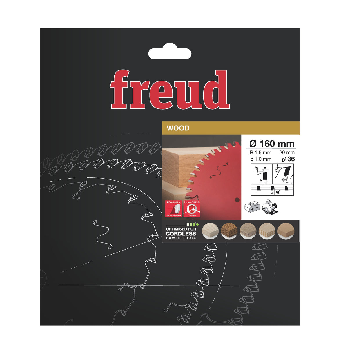 Freud 160 x 20 x 1.5 Thin Kerf Circular Saw Blades suits Cordless Handheld Power Saws