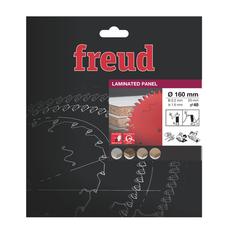 Freud 160 x 20 x 2.2 x 48T Laminated Panel Saw Bladesuits Handheld and Plunge Circular Saws