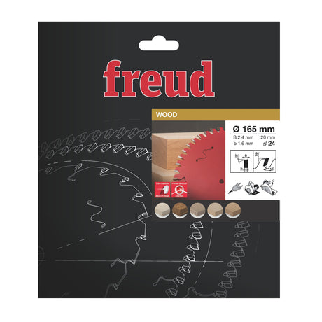 Freud 165 x 20 x 2.4 Circular Saw Blades suits Handheld and Plunge Power Saws