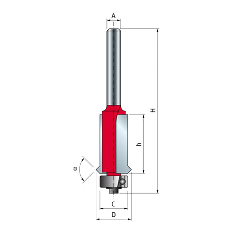 Freud V-Groove Flush Trim Router Bit 1/4in Shank