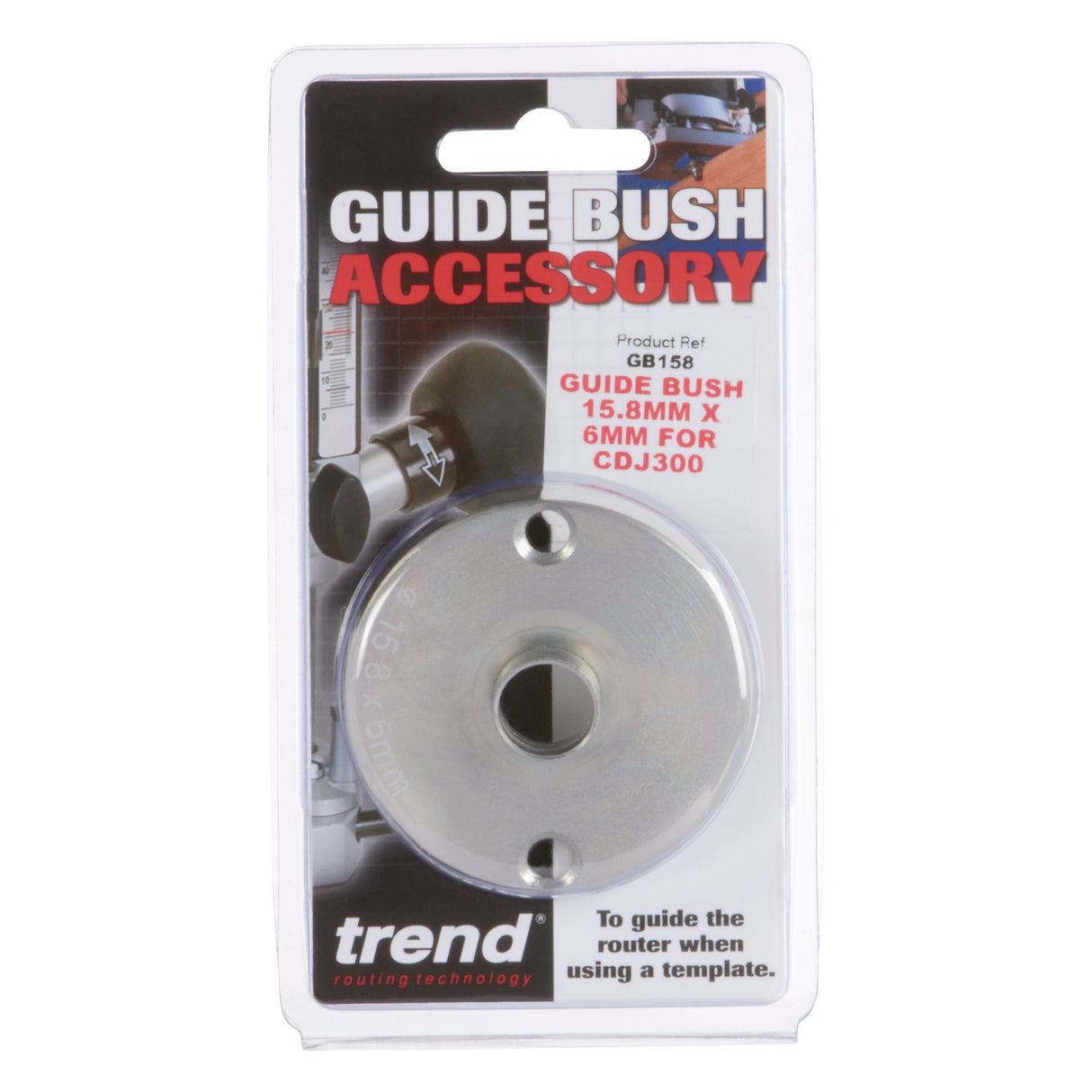 Trend 5/8in x 6mm Router Guide Bushing Steel suits CDJ-300 Jig