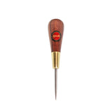 Harold & Saxon Pocket Scratch Awl 135mm HSS Gidgee Handle angled view showing craftsmanship Australia-made tool