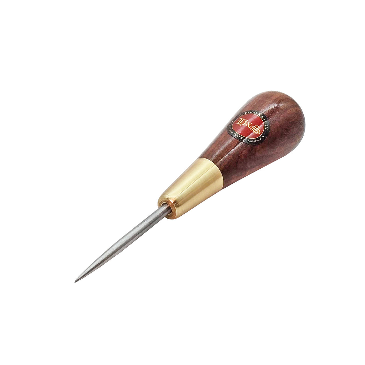 Harold & Saxon Pocket Scratch Awl 135mm HSS Gidgee Handle angled view