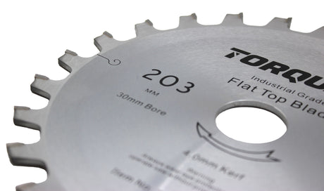 Torquata 203mm Diameter 30mm Bore 4mm Kerf Flat Top Circular Saw Blade
