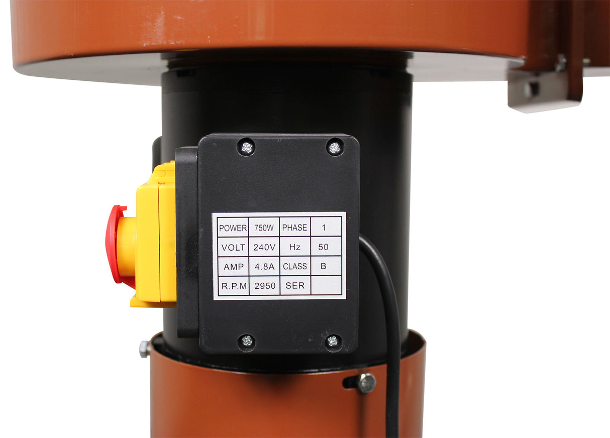 sherwood dust extractor switch side view showing machine technical information