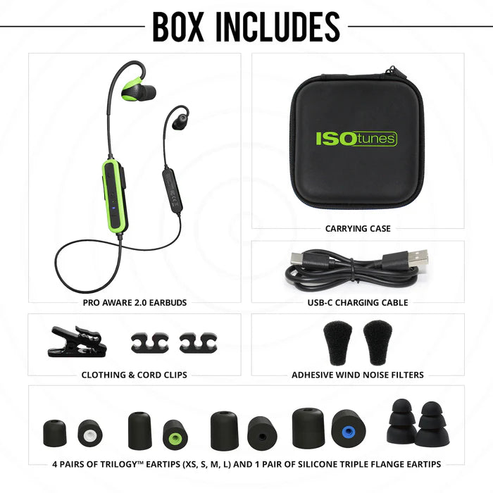 ISOtunes PRO Aware 2.0 Wireless Bluetooth Earbuds Noise Cancellation IT-34-B