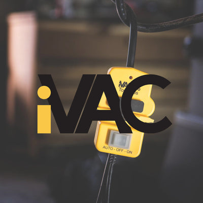 iVac square logo floating over photo of tool plus
