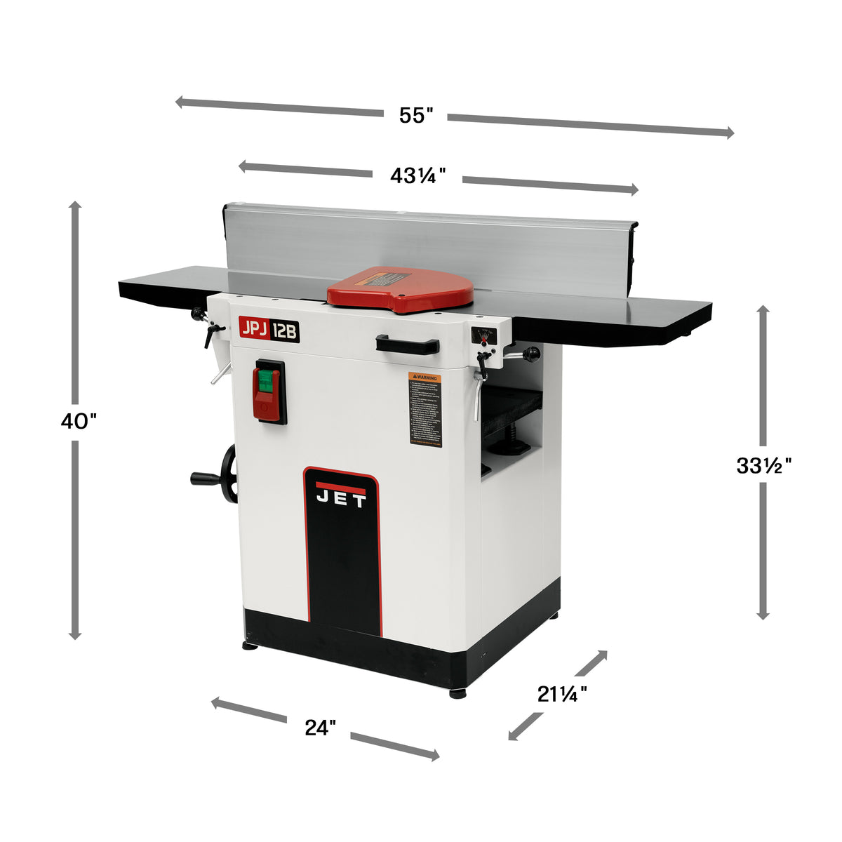 JET Tools 12in Combination Planer Thicknesser Helical Cutterhead 2250W
