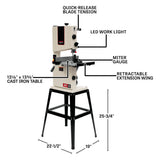 JET Tools 10in 375W Euro Style Bandsaw with Stand