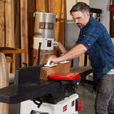 JET Tools 8in Black Jointer with Cabinet Stand Helical Cutterhead