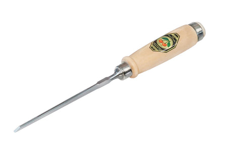 Kirschen Two Cherries 3mm Firmer chisel with a wooden handle on a white background