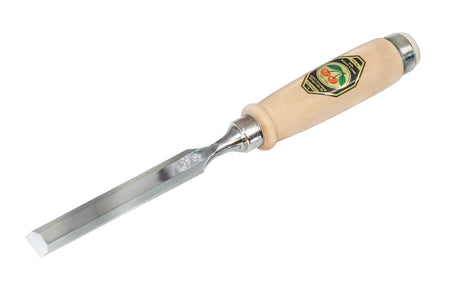Kirschen Two Cherries 16mm Firmer chisel with a wooden handle on a white background