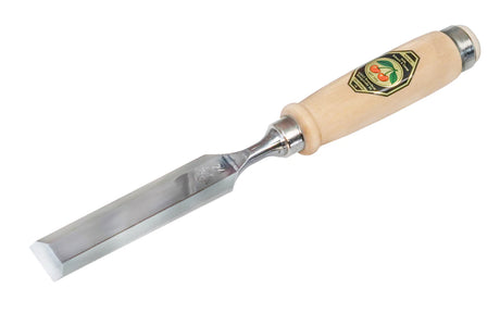 Kirschen Two Cherries 24mm Firmer chisel with a wooden handle on a white background