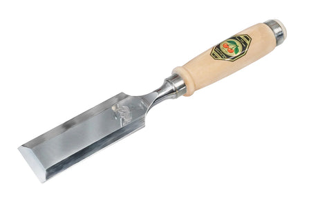 Kirschen Two Cherries 50mm Firmer chisel with a wooden handle on a white background