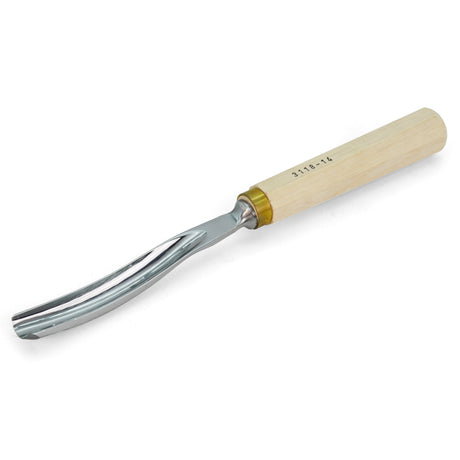 Kirschen Two Cherries Carving Tool Long Blade #9 Long Bent Gouge 14mm front