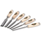 Kirschen Two Cherries Firmer Chisels Bevel Edge Set of 6 with Wooden Handles in Wooden Case