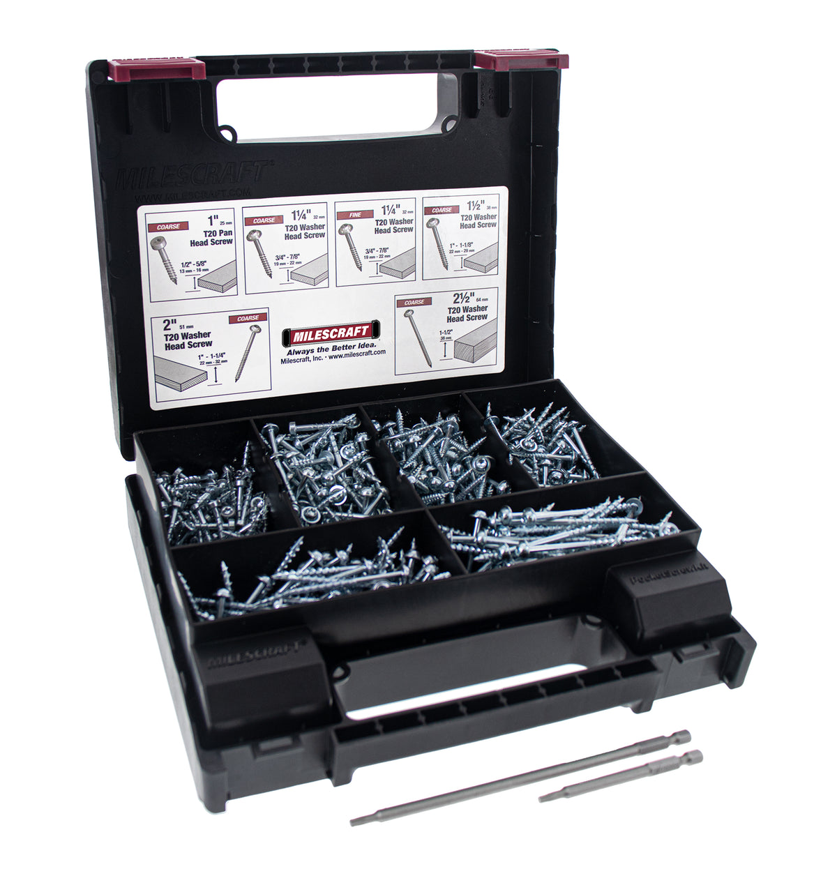 Milescraft PocketScrewKit700 T20 Pocket Hole Screws includes Star Drivers