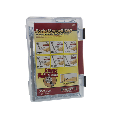 Milescraft PocketScrewKit350 T20 Pocket Screws includes Star Driver