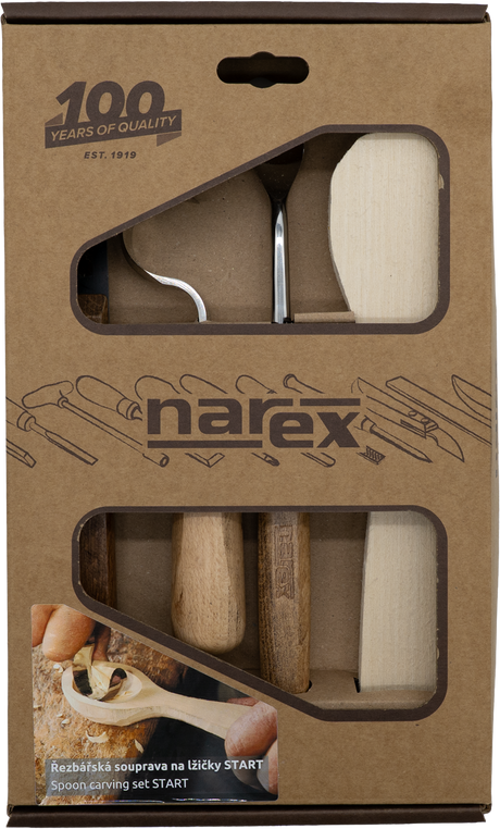 Narex Set of 4 Spoon Carving Tools Plus Spoon Blank
