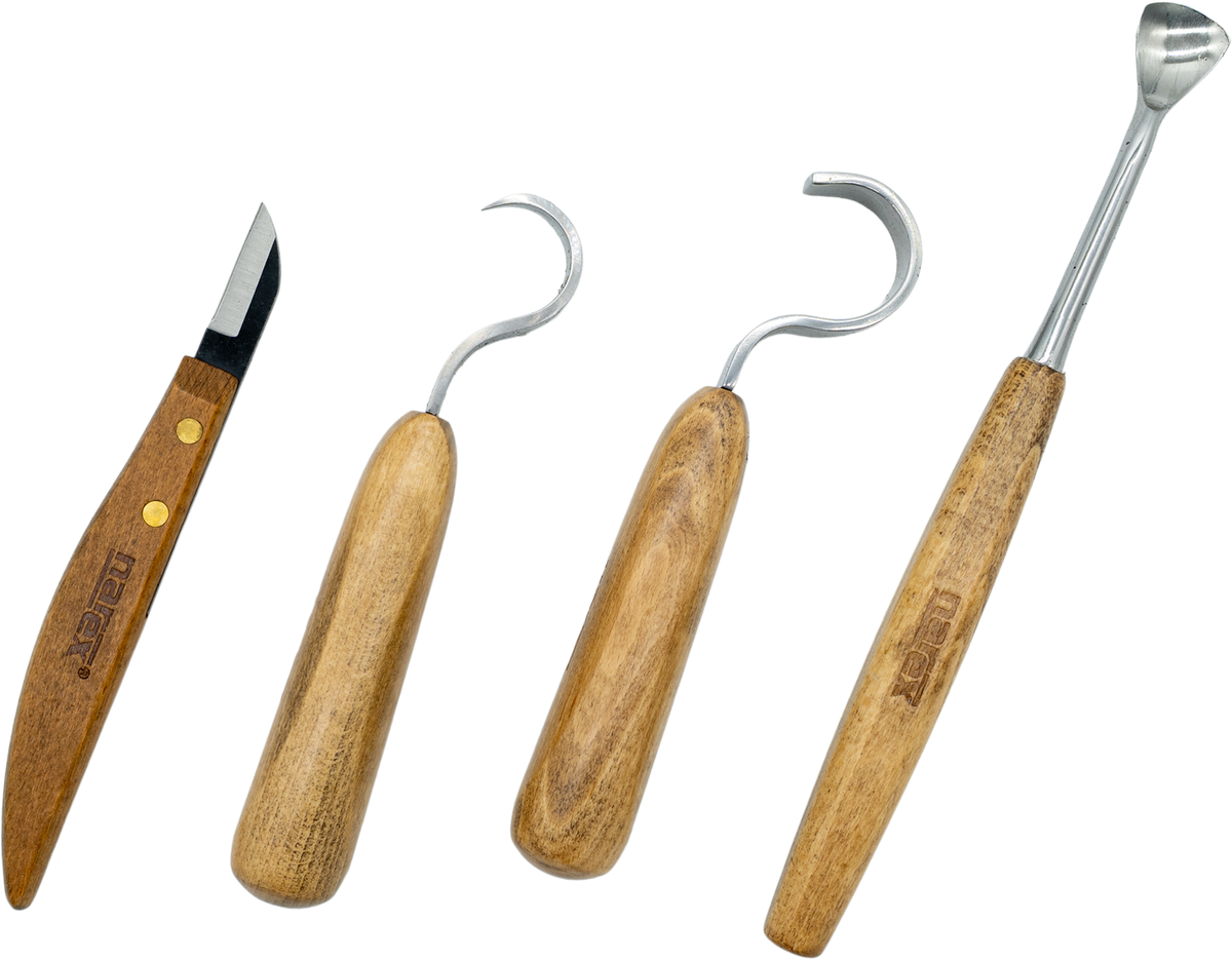 Narex Set of 4 Spoon Carving Tools in Leather Roll