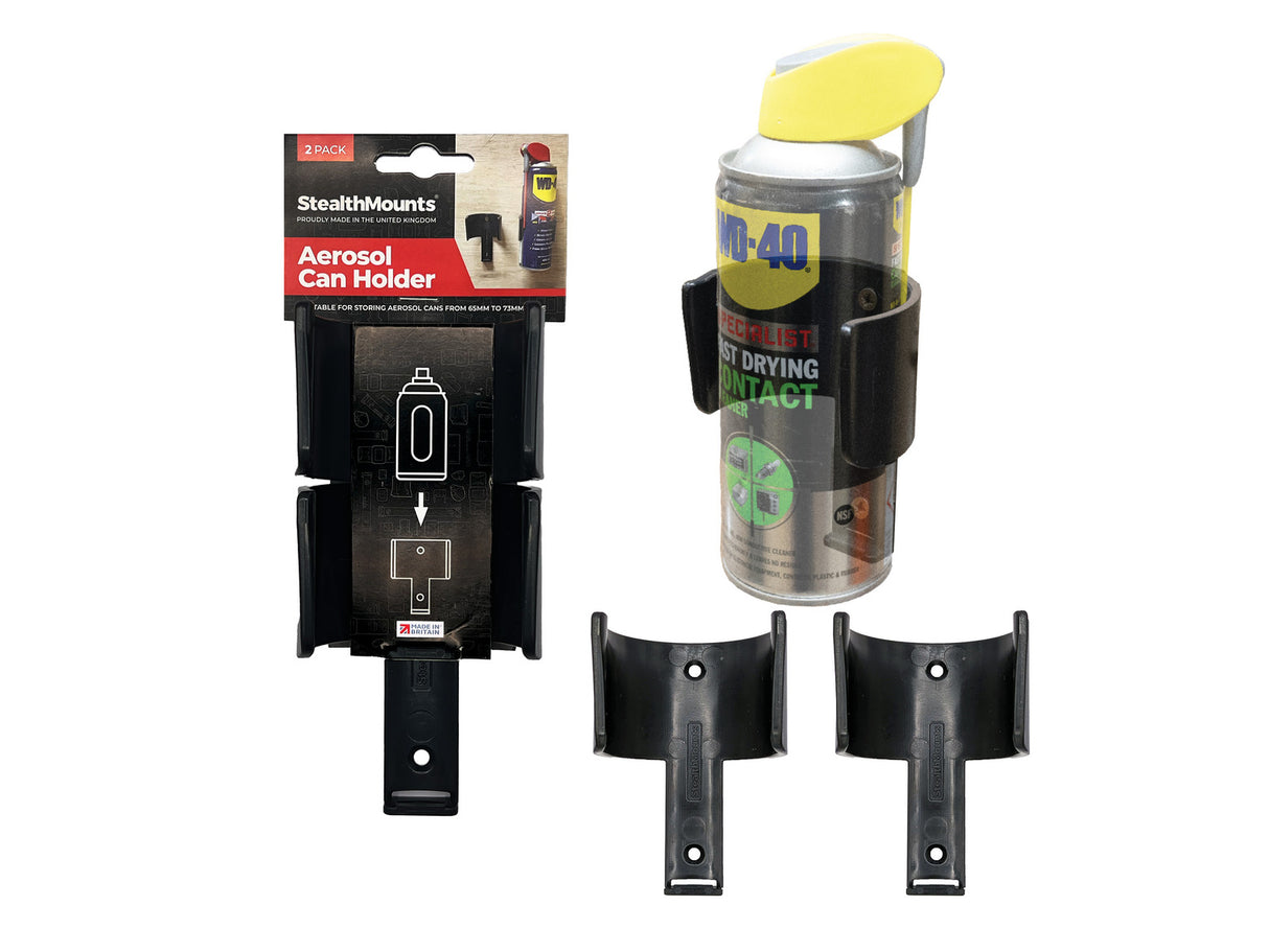 StealthMounts Wall Mount for Aerosol Can Holder Pack of 2 Black