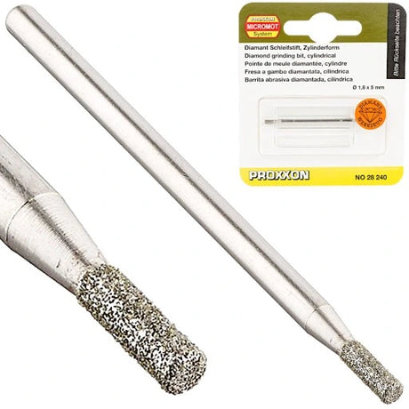 Proxxon Diamond Grinding Bit 1.8mm Cylindrical stainless steel shaft for rotary tools