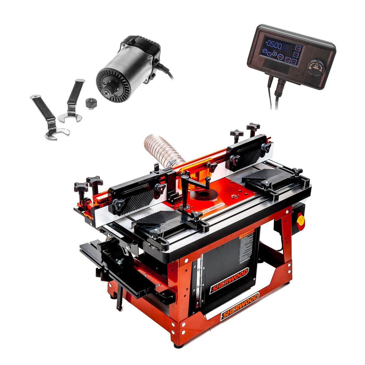 Sherwood Industrial Benchtop Router Table Cast Iron Top with Motorised DRO Router Lift