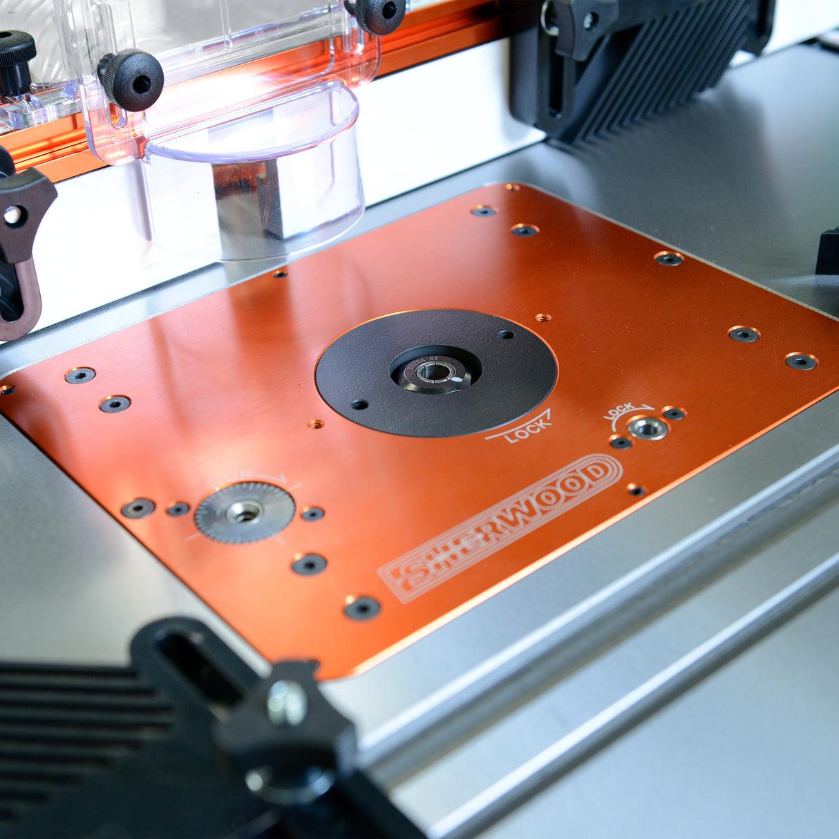 Sherwood Industrial Router Table Cast Iron Top with Motorised DRO Router Lift & 1800W Round Body Motor