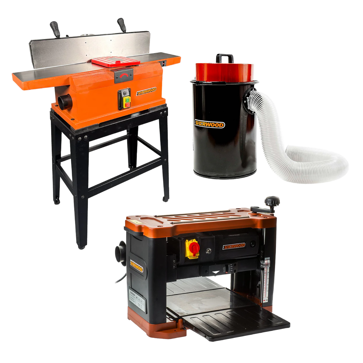 Sherwood Deluxe Benchtop Planer Bundle with Helical Cutterhead Plus DC-50 Extractor