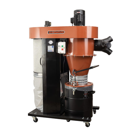 Sherwood 2HP 1275CFM Industrial Cyclone Dust Extractor Two-Stage Dust Collection Automatic Filter Cleaner