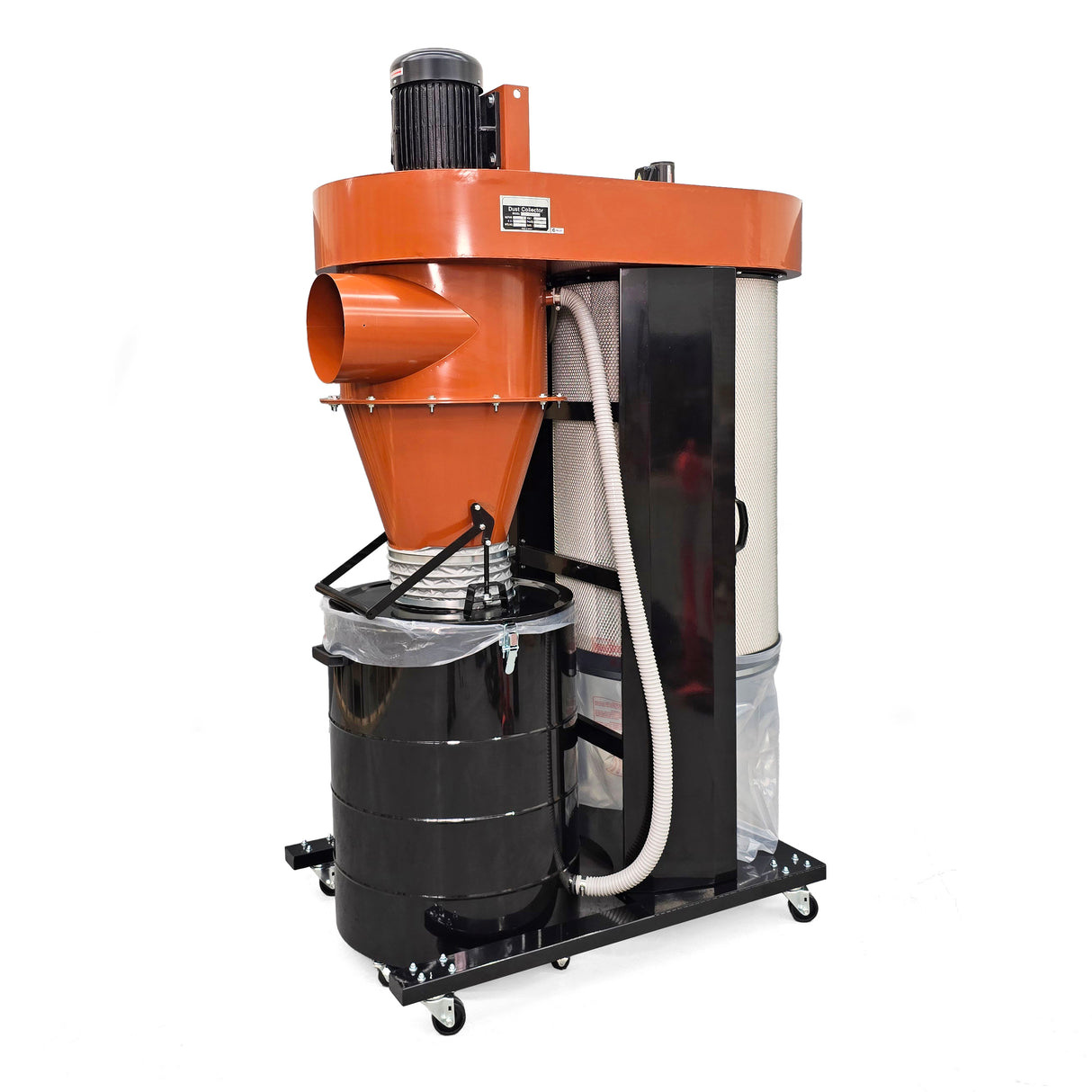Sherwood SCDC-5000-T industrial cyclone dust extractor showing two-stage dust collection system and automatic filter cleaner