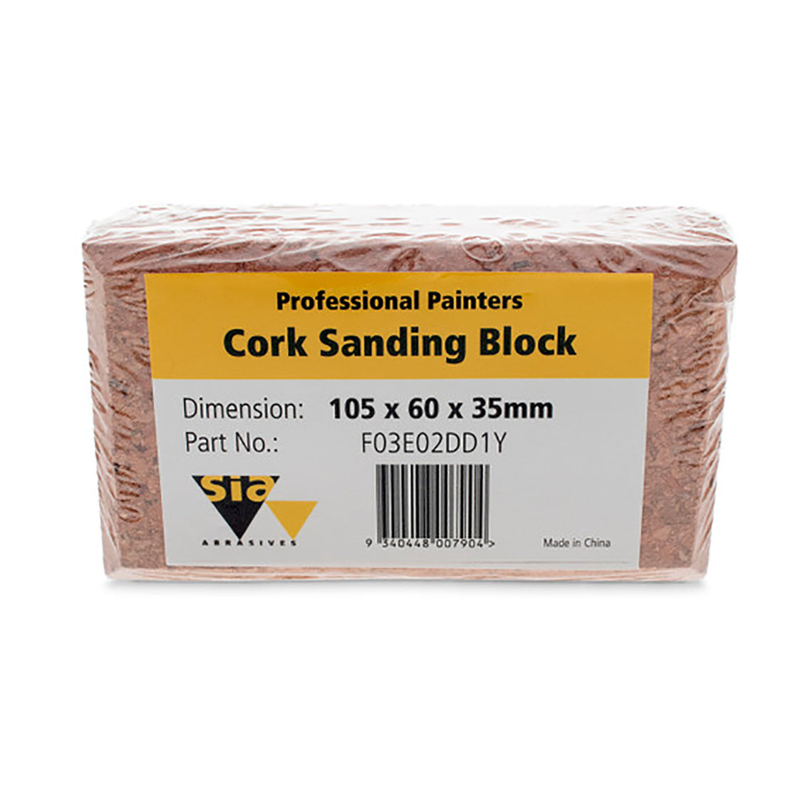 SIA Abrasives Cork Sanding Block 105 x 60 x 35mm